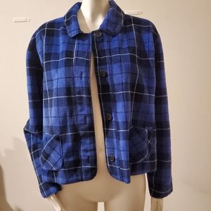 Harris/Wallace Vintage Blue Plaid Boxy Jacket